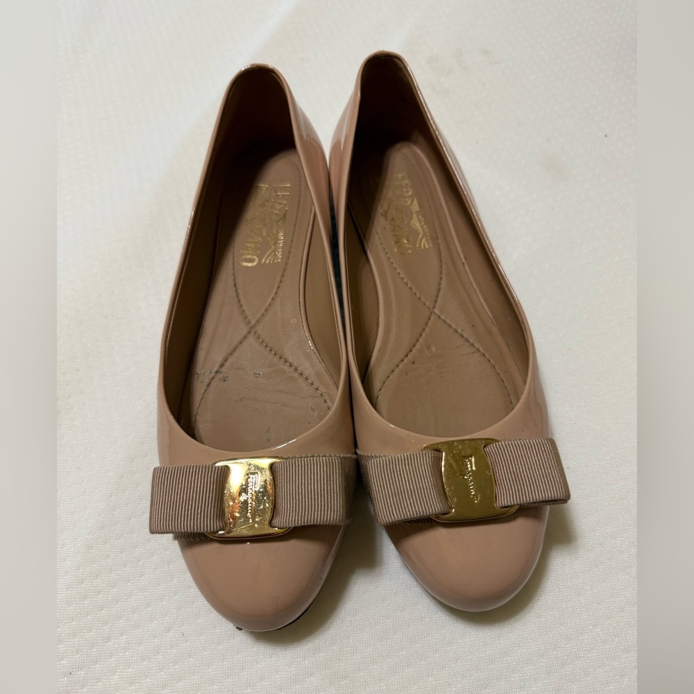Ferragamo Varina Patent Leather Flats